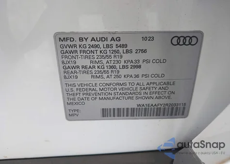 2024 Audi Q5 Premium Plus 45 Tfsi S Line Quattro из США, поврежденный, VIN WA1EAAFY2R2033115